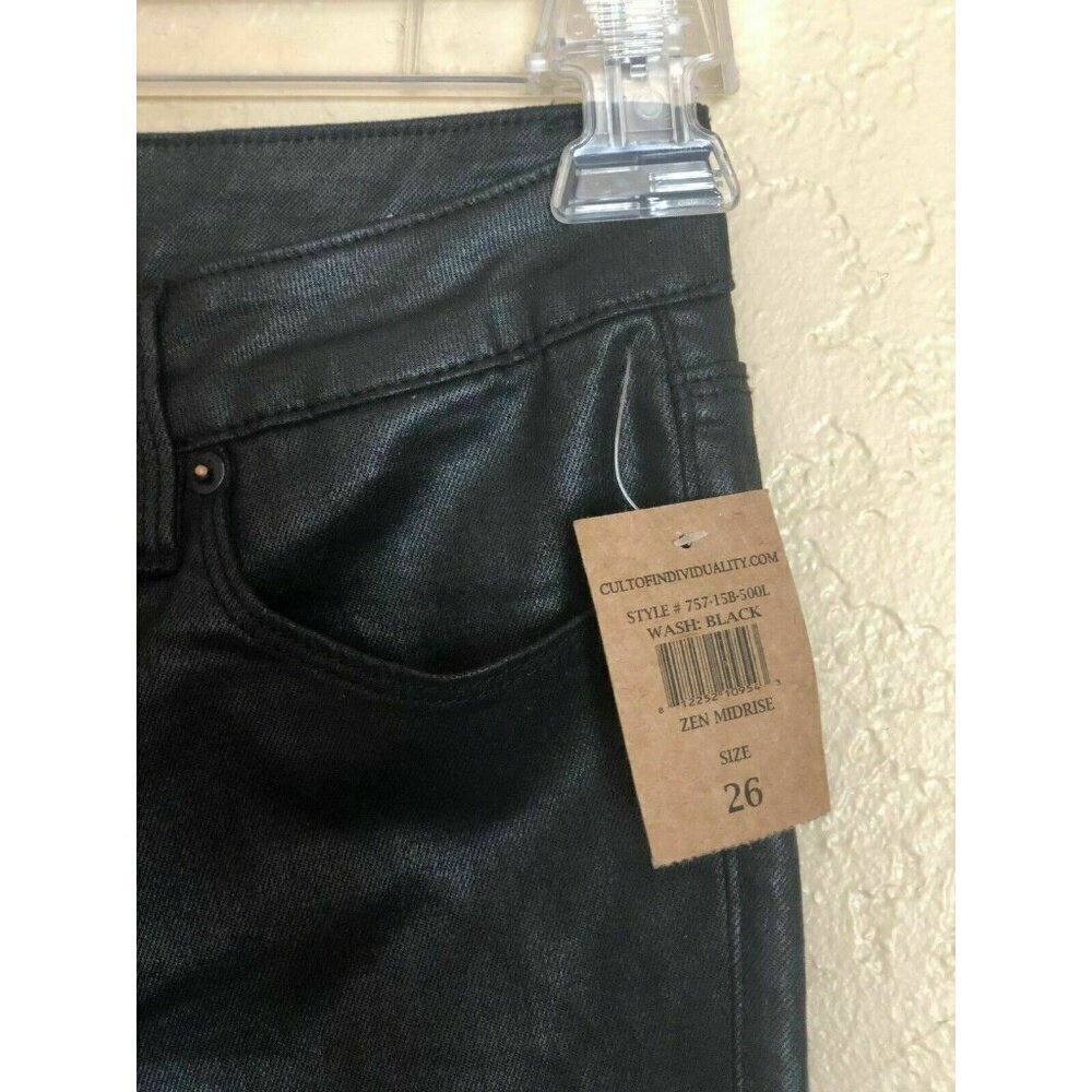 Cult of Individuality x Nasty Gal Black Zen Moto Denim Pants Women’s Size 26 - Picture 9 of 12
